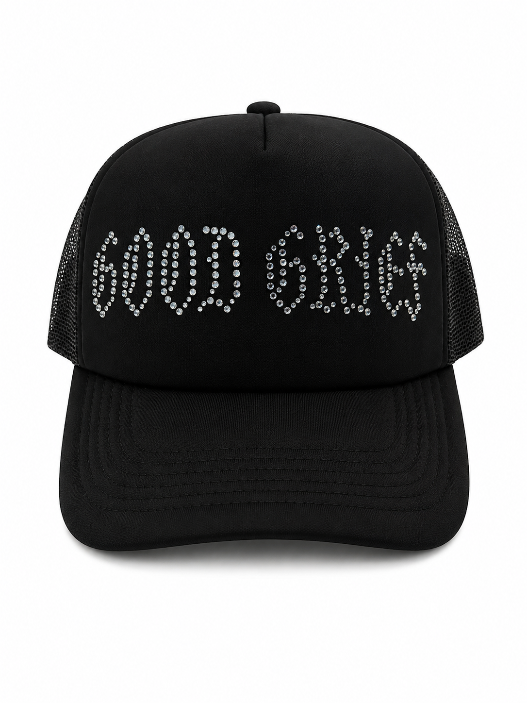 Good Grief Rhinestone Trucker - Black