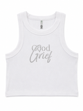Good Grief Ribbed Crop Tank - White