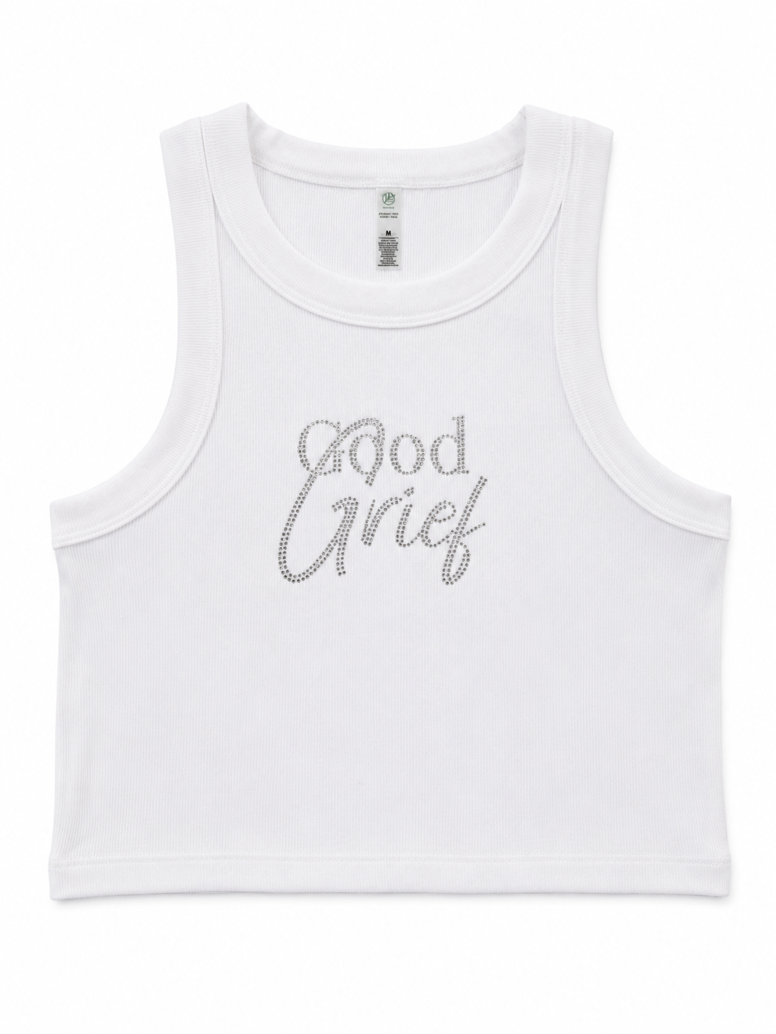 Good Grief Ribbed Crop Tank - White